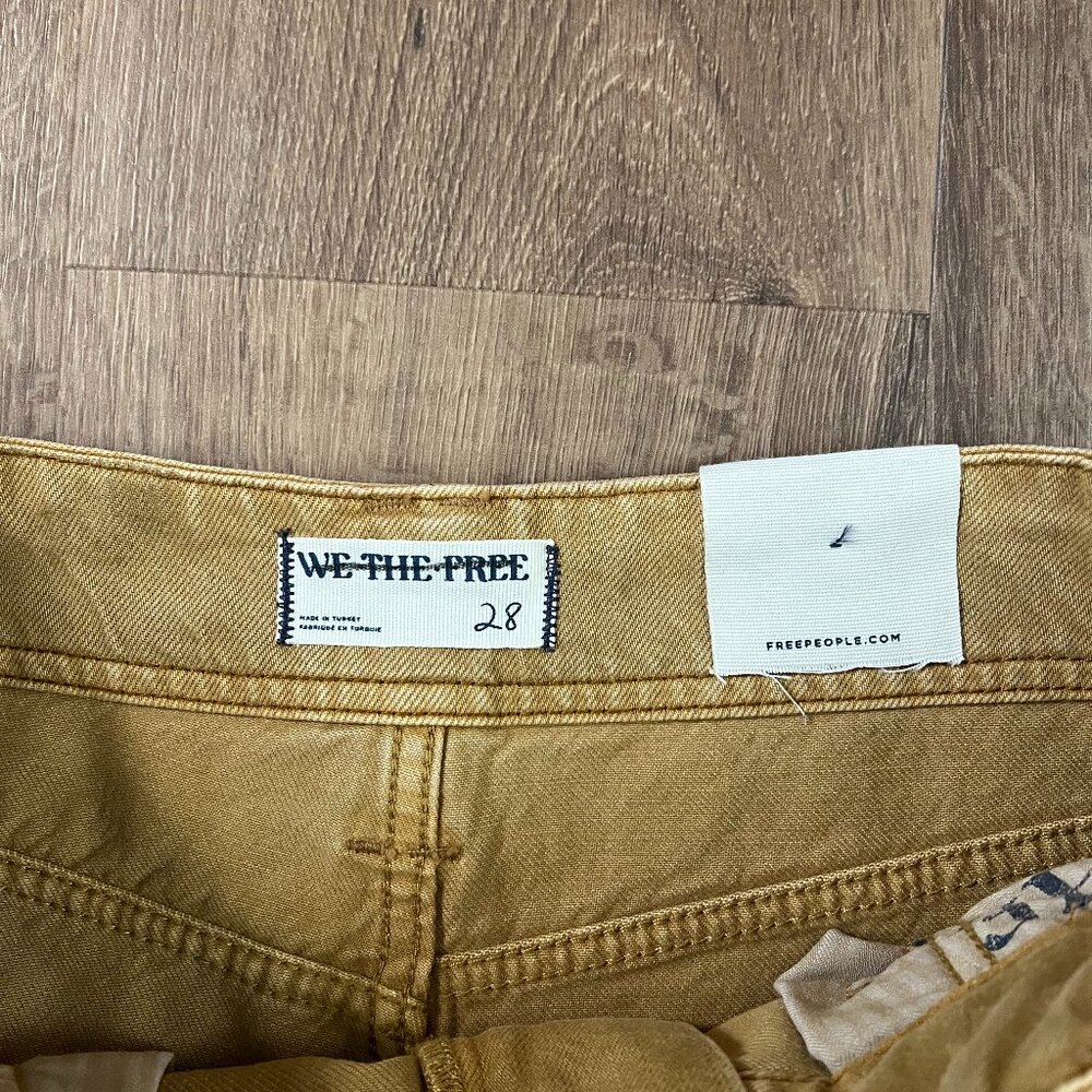 NEW Free People We The Free Chill Vibes Dropped Wide Leg Mustard Scout Jeans - Picture 10 of 12